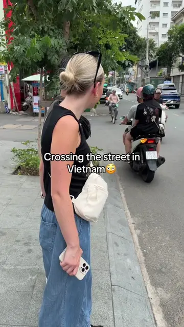 Crossing the street in Vietnam😳 #couple #humor #travel #relationships 