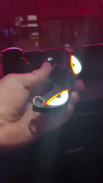 Solar powered devil eyes lights#carlover #caraccessories #carsoftiktok #fyp #vir