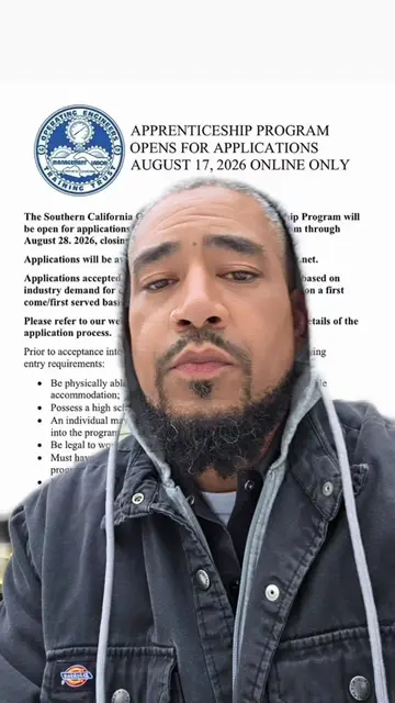 Operating Engineers Apprenticeship is now OPEN for So. Cal residents. August 17t
