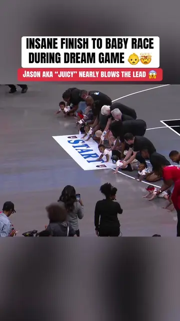 The baby race came down to the wire during halftime of the Atlanta Dream game 😳