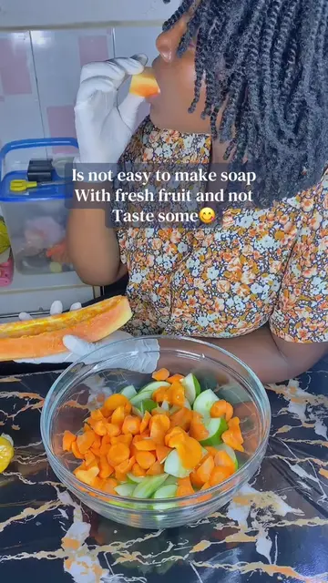 Skin brightening soap with papaya, carrots, cucumber etc. #soapmaking #coldproce