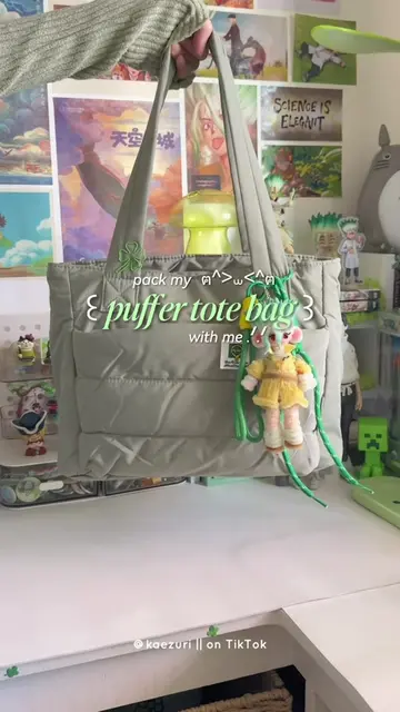 let’s pack my new puffer tote bag from @BAGSMART Store (˶˃ ᵕ ˂˶) #totebag #puffe