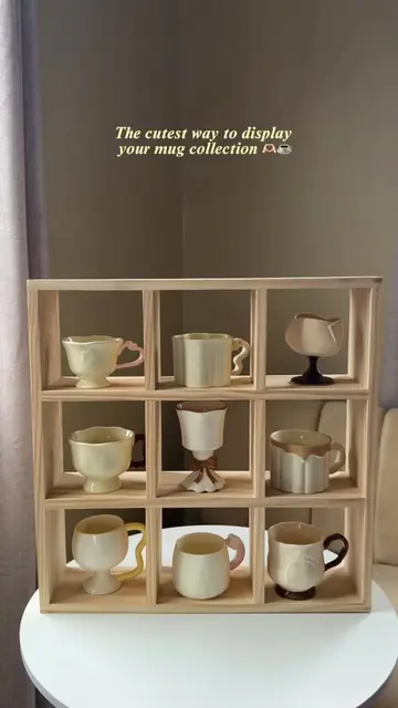 A cute little home for all my favorite mugs ☕️🤎 #mugorganizer #mugdisplay #wood