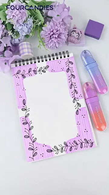 Purple floral borders for your prettiest study pages 💜  Use Four Candies pens t
