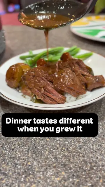 Dinner tastes different when you grew it. 🥔🌱 The potatoes AND the green beans 