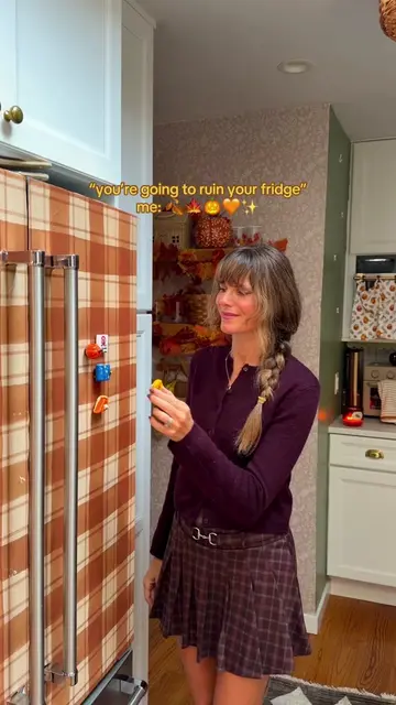 Gilmore girls magnets & some peel & stick wallpaper to make my fridge a VIBE 🍁�