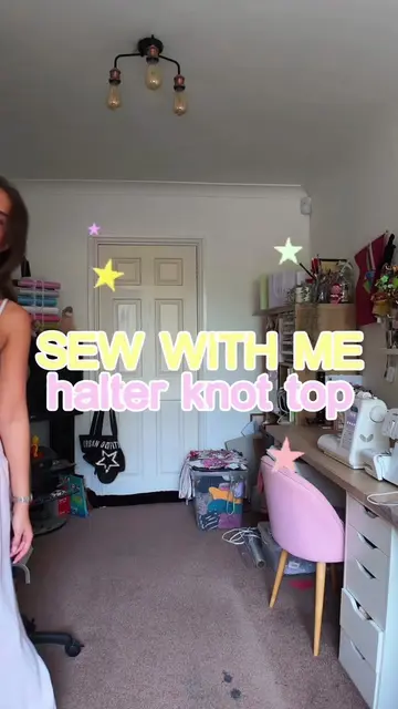 Sew with me!!💓🦓⭐️🫒✨ Knot Halter Neck Top🪡 I LOVE this fabric so much !!  #se