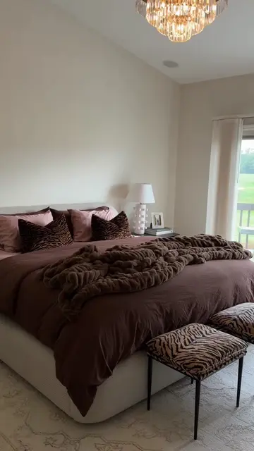 created a dreamy lil sanctuary 🩰✨🍫 🤎 #cozybedding #fallbedding 