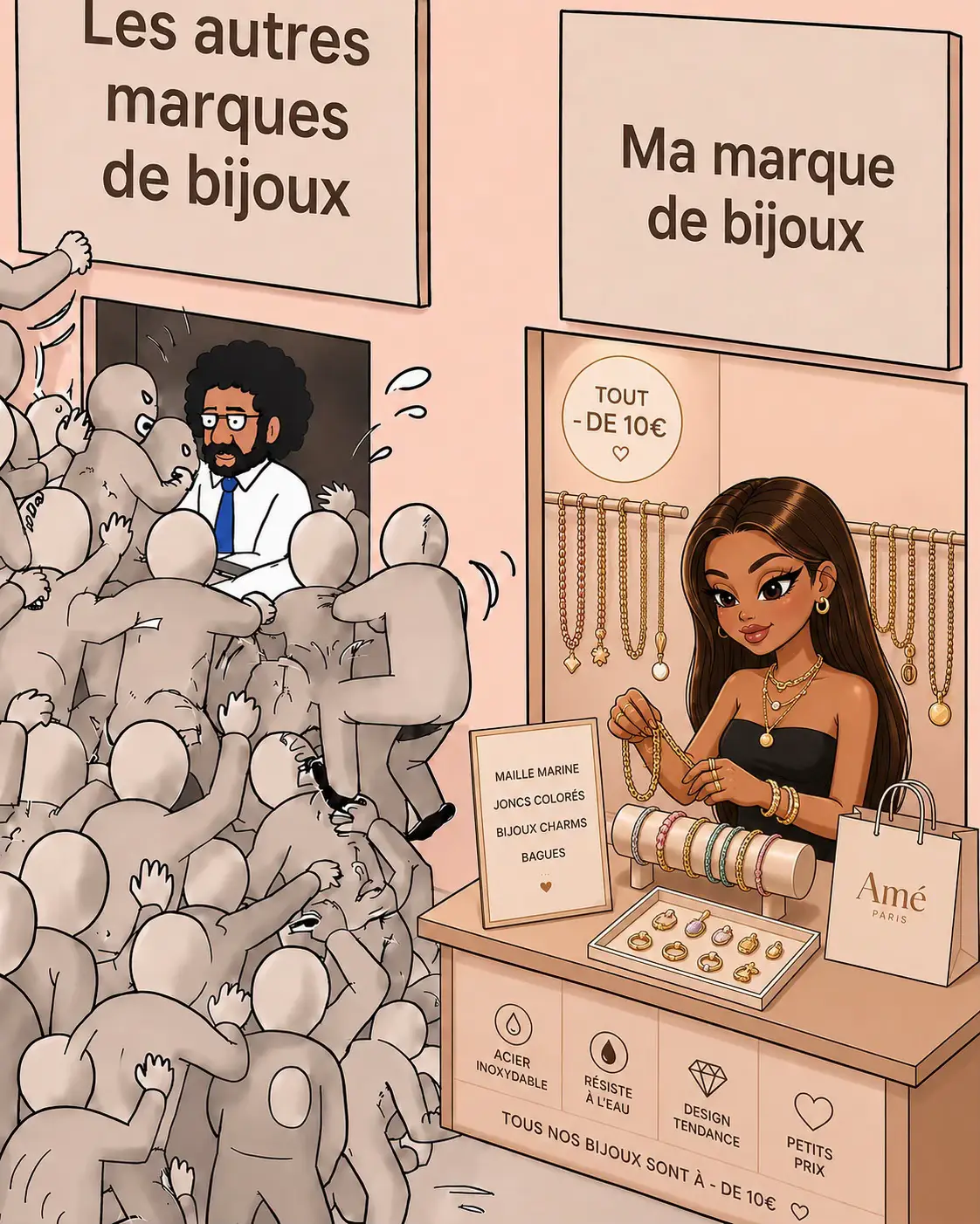 Tous nos bijoux en acier inoxydable sont à - de 10€ !!🤩#bijoux #inoxydable