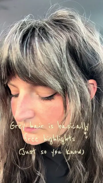 Grey hair is cool. Grey hair is free. Grey hair is fun. Grey hair is unique. (A 