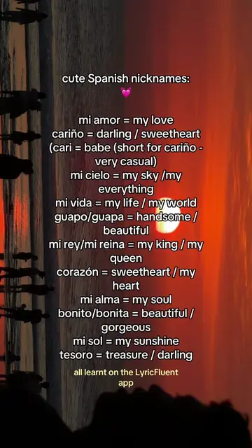 the cutest nicknames ever in Spanish 💓🥹⭐️🫶 @LyricFluentApp  #learnspanish #le