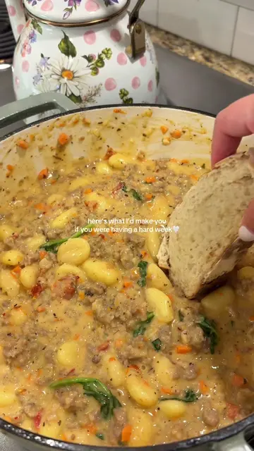 Tuscan Sausage Gnocchi! This recipe is so comforting and it comes together in on