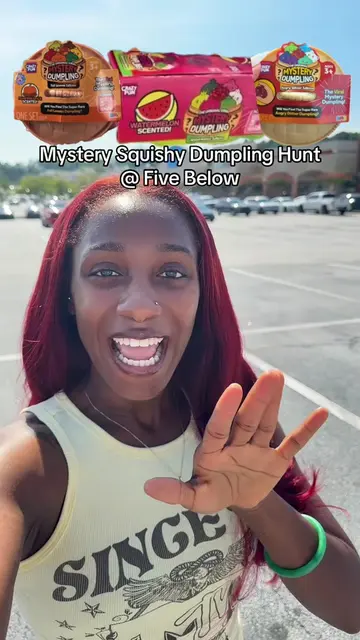 On the hunt for some of the new mystery squishy dumplings at five below 💖🍁🧡😅
