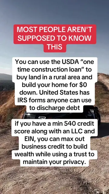 MONEY STRATEGIES MOST PEOPLE NEVER LEARN 👀 🏡 USDA construction loans may allow