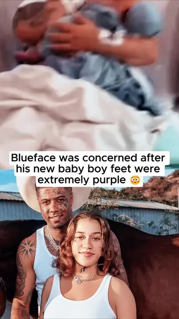 Blueface was concerned after his new baby boy feet were extremely purple 😳 #blu