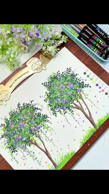 Acrylic Markers | A small tree #art #painting #tutorials 