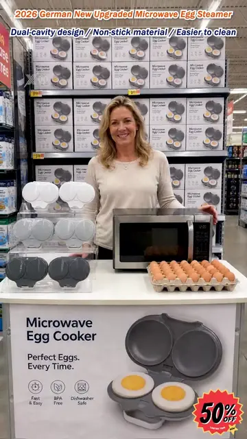 🥗🎁 50% OFF! Microwave Egg Poacher——Dual‑cavity, non‑stick & easy clean. Health