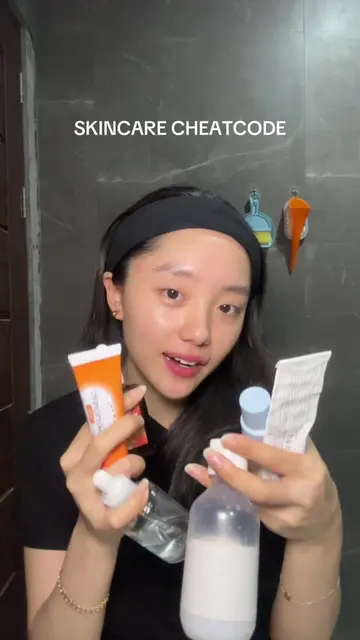 My very simple skincare cheatcodes 🤌🏻  In the morning : vitamin c / azelaic ac