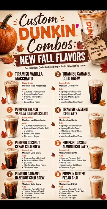 ⚠️Not affiliated with this company. 8 custom Dunkin fall combos to try this seas