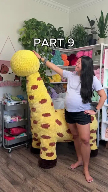 Part 9 of crocheting a life-size baby giraffe for my son’s nursery! 🦒🌱 I’m tru