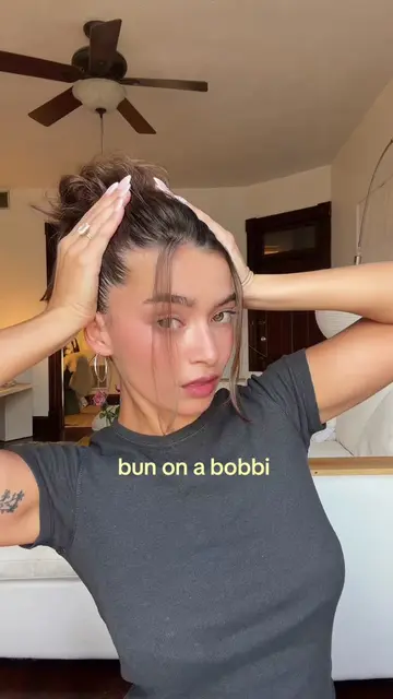 bun on a bobbi 💫 @Dae Hair styling cream #buntutorial #bobbi #bob #shorthairsty