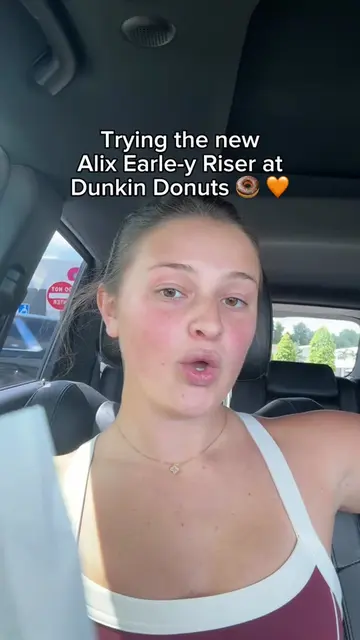 Let’s try the new @Alix Earle x @Dunkin' Earle-y riser at Dunkin’ Donuts!!💓🧡 #