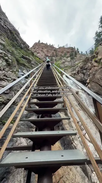 These were way steeper in person 😮‍💨 #sevenfallscolorado #coloradosprings #col