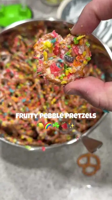 Extra fruity pretzels. #fruitypebbles #pretzels 