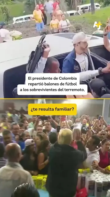 El nuevo presidente de derecha de Colombia y aliado de Trump entregó balones de 