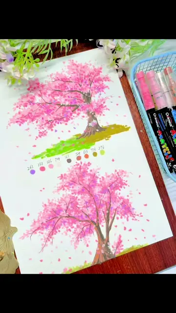 Acrylic Markers | Cherry Blossom Tree #art #painting #tutorials 