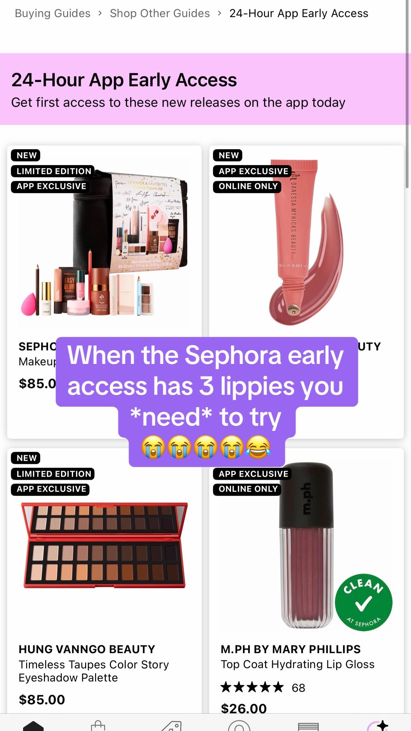The #sephora early access today is hitting too hard. I want it all 😂  @m.ph by 