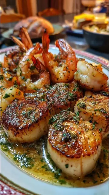 🦐🧈 garlic butter shrimp and scallops – ready in 30 minutes ⏱️
 ingredients:
 1