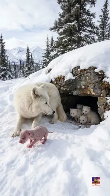 Born without fur in the Alaskan snow — his own mother threw him out 🥹 #animal #