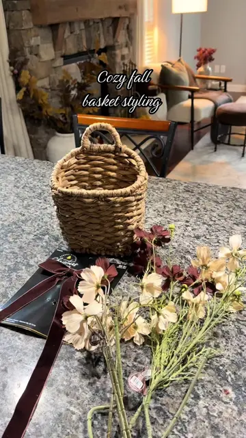 A little cozy fall basket styling 🍂 I used Hobby Lobby fall florals & velvet ri