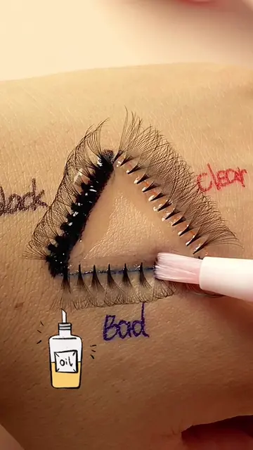 👀 Glue retention test! Black 🖤 Clear 🤍 Bad ❌ Oil + cleansing + water 💦 Black