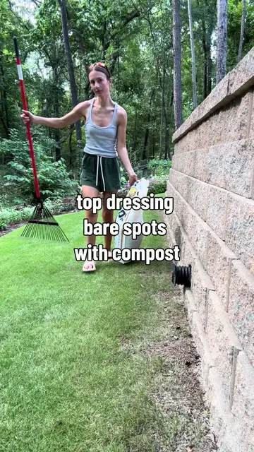 Compost is such an easy fix for bare spots in your lawn. Just takes a little pat