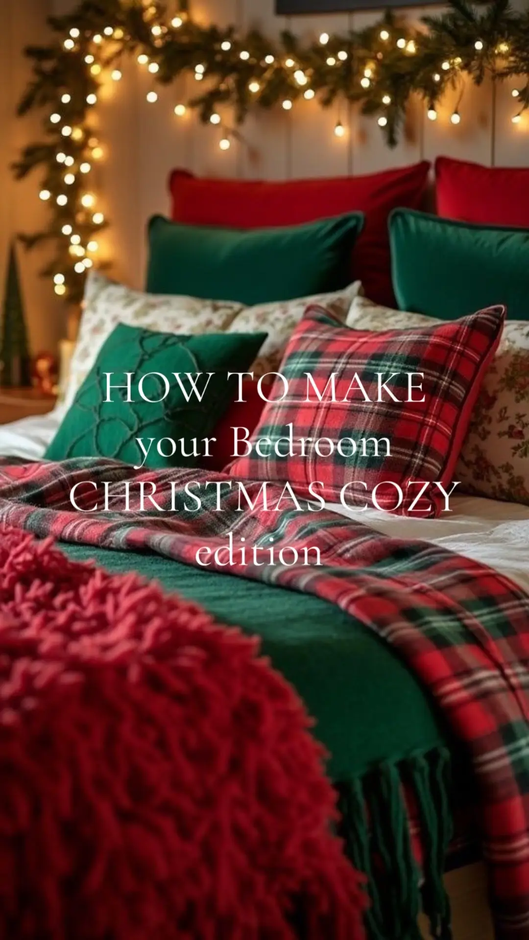 Festive Decorating Steps✨✨ • Layer the bed with red or green flannel sheets, vel