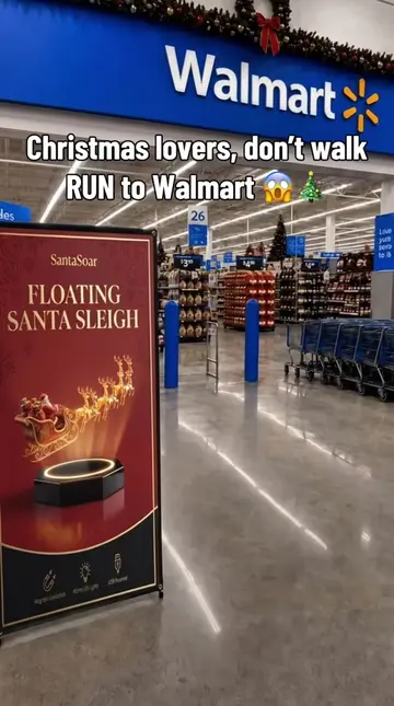 Santa’s sleigh… actually floating. 🎅✨ No strings — just magnetic levitation and