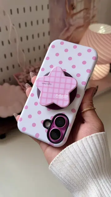 obsessed with this pink star polka dot case 💓✨  #iphonecase #caseforiphone #pin