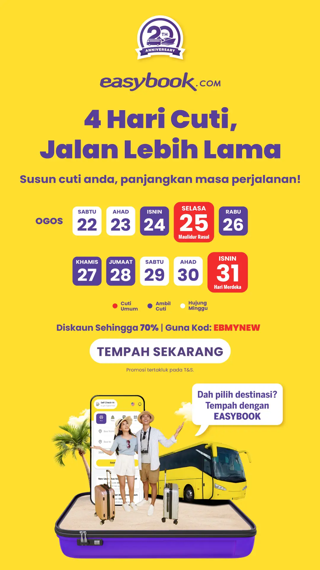 Nak travel lama sikit? Ini memang masa untuk plan getaway! ✨ Dengan 4 hari cuti,