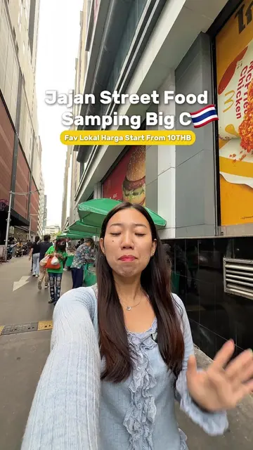 Street food murah meriah di samping BIG C Bangkok! 🇹🇭🤤 Ini salah satu spot st