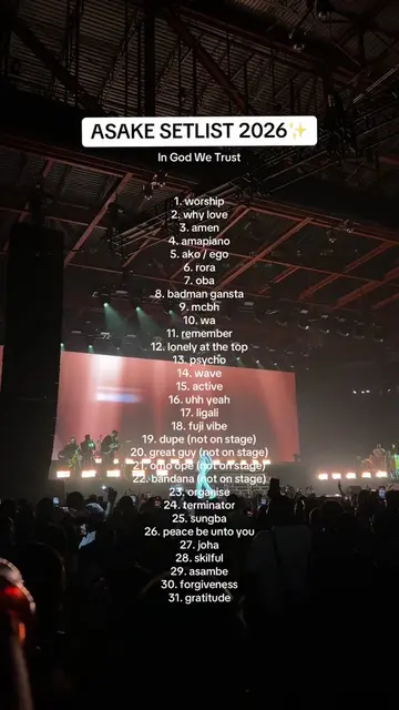 The setlist from last night✨ #asake #chicago #asakeconcert #asakesetlist #mrmone