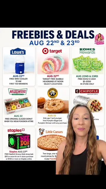 🚨 WEEKEND FREEBIES & DEALS! 🚨 Here are some deals happening Aug. 22 & 23 👀👇 