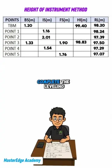 Leveling Calculation | Height of Instrument (HI) Method Learn how to calculate R