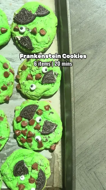 Frankenstein Cookies Ingredients: -1 @Betty Crocker vanilla cake mix -2 large eg