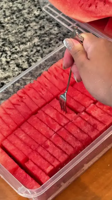 I’ve been cutting watermelon like this lately so it fits perfectly in my contain