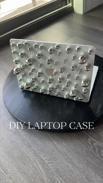 Chic edgy DIY Macbook case 🤍🩶 Links for the materials on my LTK page! #DIY #la