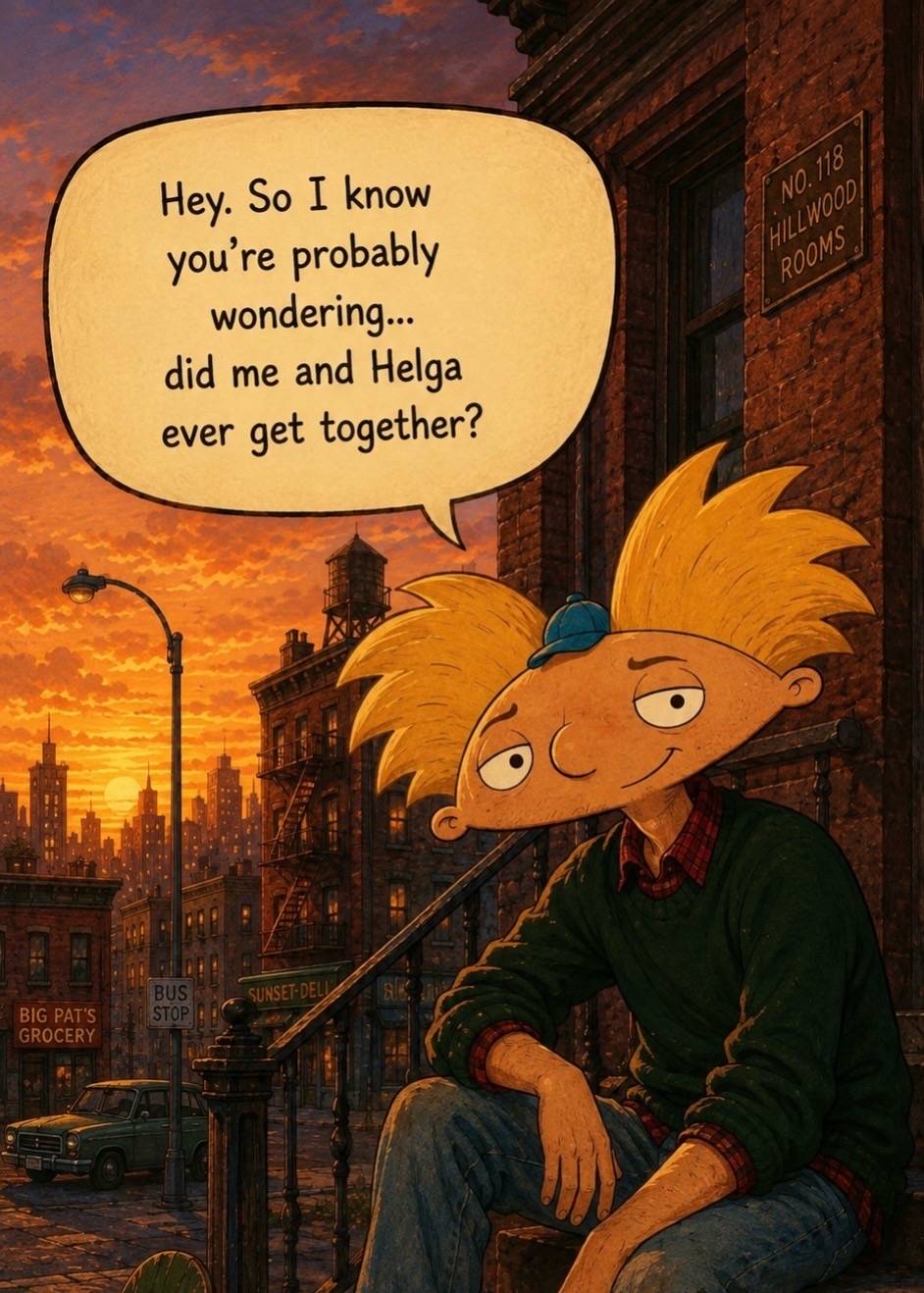 From Arnold: A lot of you asked if Helga and I ever got together. We did. It too