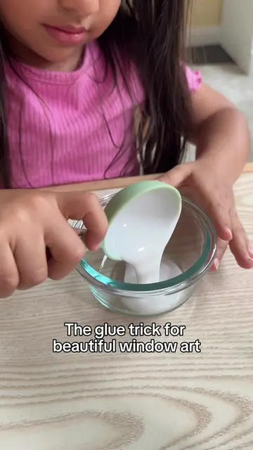 Try making peel-and-stick window art using white glue, a little dish soap, and f