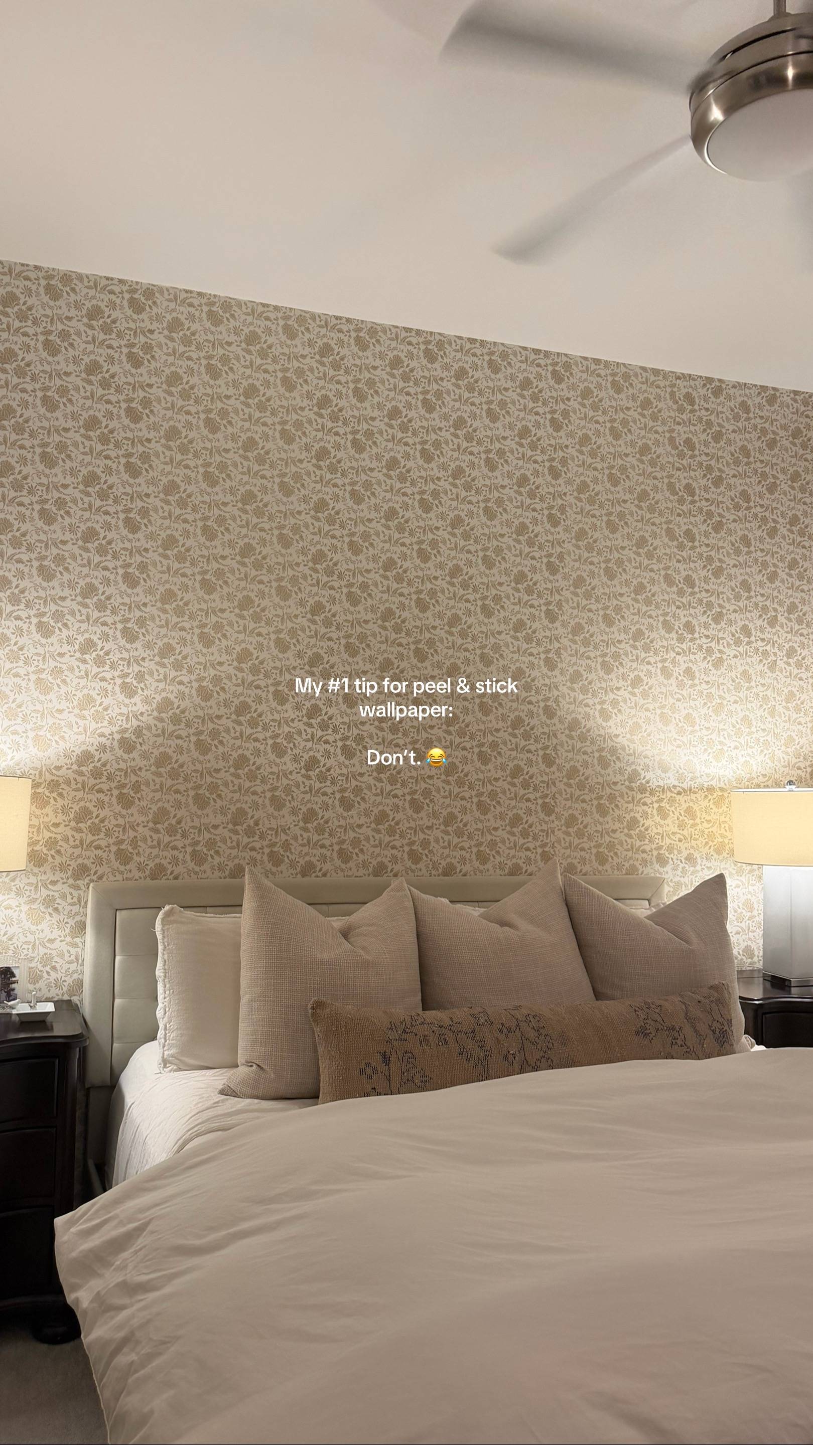Peel & stick wallpaper tested every ounce of patience we had 😂 6 hours later an